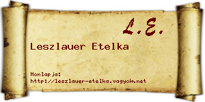 Leszlauer Etelka névjegykártya